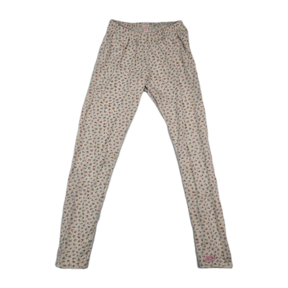 OshKosh B'gosh Girls Cream Floral Print Leggings Size 12 Elastic Waist Cotton
